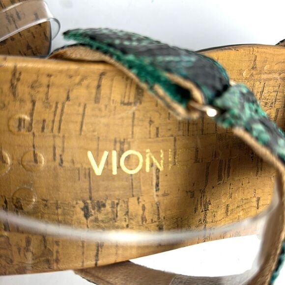 Vionic Viviana Slide Sandals Snake Skin Green Brown Jeweled 8 - Picture 11 of 12